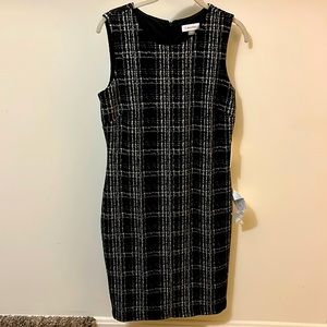 Calvin Klein White and Black Plaided Dress Size 10